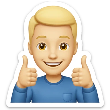 smiling face with hands giving a thumbs up sticker