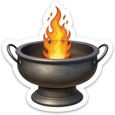 can you make a really medieval looking spiritual metal fire basin with a fire coming out of the top sticker
