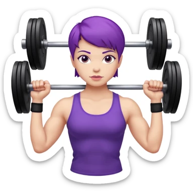 weight lifting female short purple hair sticker