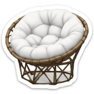 Papasan chair with white pillow sticker