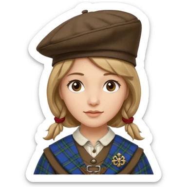 female with scottish attire and dark blonde hair sticker