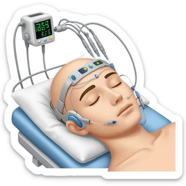 polysomnography sleep test with electrodes attached to head sticker