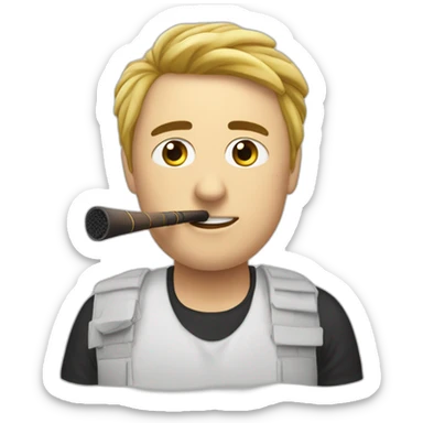 cara de hombre blanco pelón fumando una pipa sticker