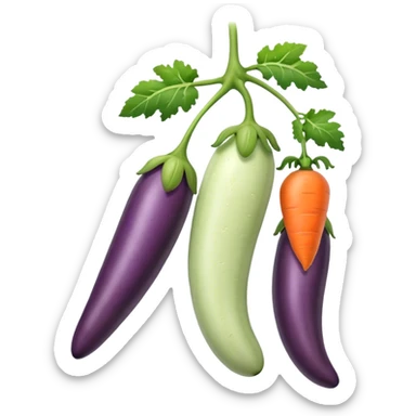 eggplant, cucumber, carrot, hanging sticker