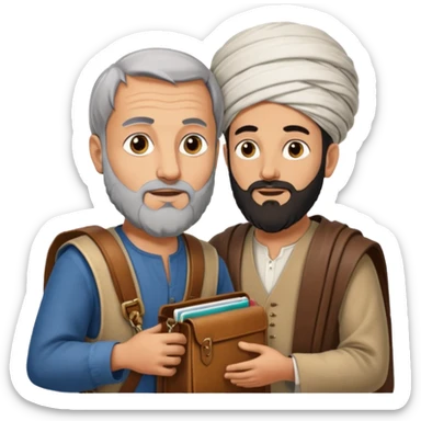 herodotus speaking with a Persian man, who is carrying the mail sticker