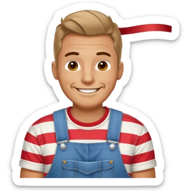 redneck guy with an american flag shirt and overalls. sticker