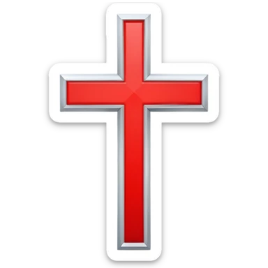 a white cross in a red square sticker