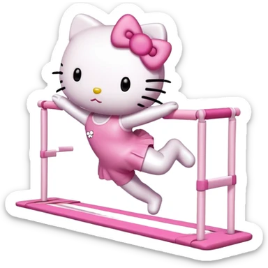 Hello Kitty doing a gymnastics straight jump sticker