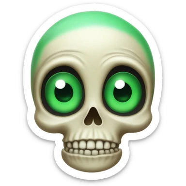 A big eyed skull with green hair sticker