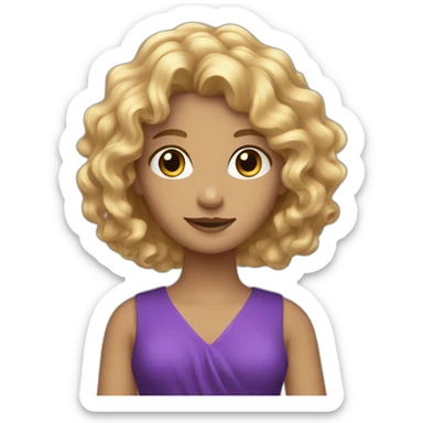 Curly blonde girl with a purple dress sticker