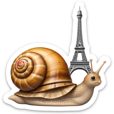 French snail with a tiny Eiffel Tower on its shell sticker