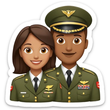 Military husband and iconic wife brownskin sticker