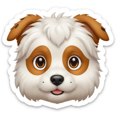 White dog with brown spots on eyes fluffy sticker