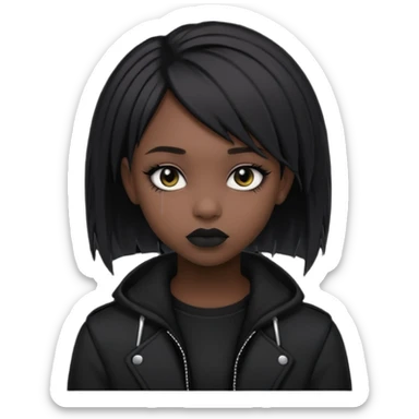black girl with emo hairstyle, dark clothes sticker