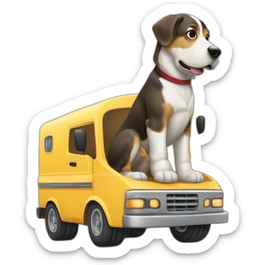 Un chien qui conduit un camion sticker