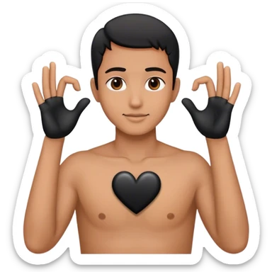 Heart hands with black heart sticker