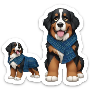 Bernese mountain dog with a scottish kilt sticker