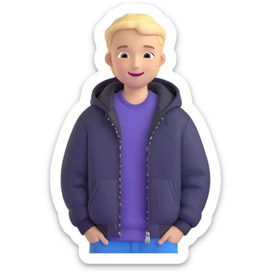 teenage boy wearing a jacket, smiling sticker