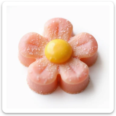 realistic flower-shaped candy with a sugar coating, isolated on a transparent background, no visible background sticker
