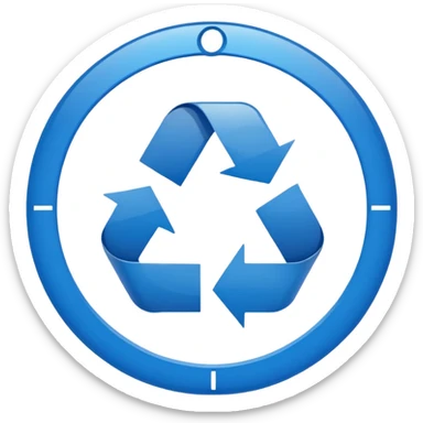 CIRCULO COM SETASSIMBOLO DE RECICLEAGEM REDONDO AZUL E UMA CRUZ NO MEIO sticker