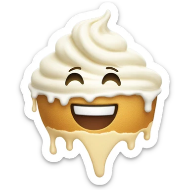 happy face with splashed vanilla ice cream on face sticker