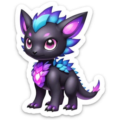 Cute cool colorful dark nebula fantasy-Fakemon-Digimon-animal-hybrid full body sticker