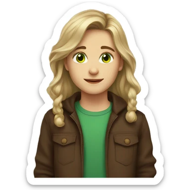 brown haired girl with blonde highlights and green eyes boy with brown hair and brown eyes sticker