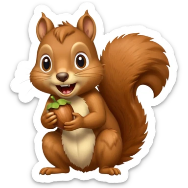 long toothed squirrel eats acorn, panicking in fear sticker