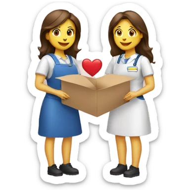 3 women team work heart volunteering sticker