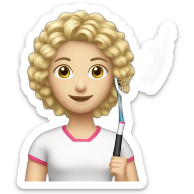 Une fille blonde qui a les cheveux bouclé et qui fait du badminton sticker