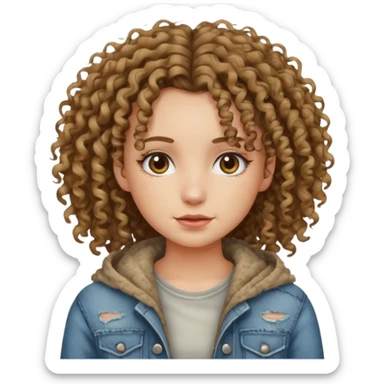 ios 18 emoji pretty girl with curly hair and poor clothes sticker