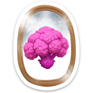 pink cauliflower looking in mirror sticker