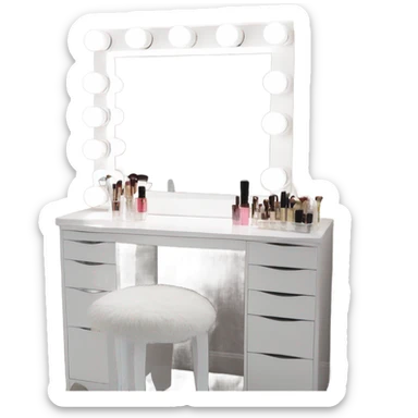White makeup vanity with led light mirror sticker