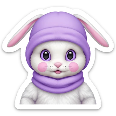 white baby bunny in a pastel lavender ski mask  sticker