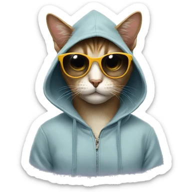 Cat wearing hoodie and sunglasses sticker