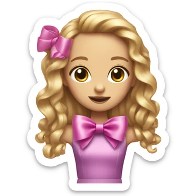 Ribbon bow doll sticker