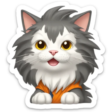 cuta cat with the hair of goku goku-cat sticker