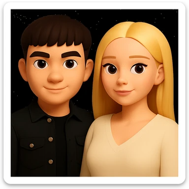 Make the girl's blouse wider while keeping the same 3D emoji style and her overall appearance as in the reference image. sticker