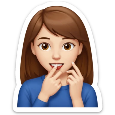 Une fille brune et blanche qui se mord un ongle avec ses dents comme si elle draguait qqn il fait que l'ongle soit entre ses dents sticker