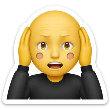 Frustrated smiley face covering their ears sticker