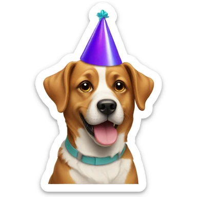dog with party hat sticker