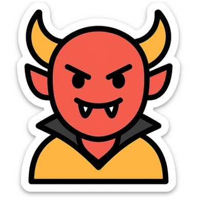 a devil character, color outline icon style sticker