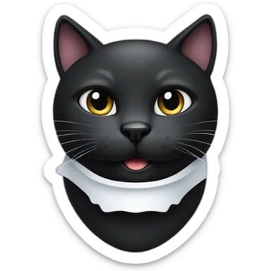 Mostly Black cat with white on one side of the mouth sticker