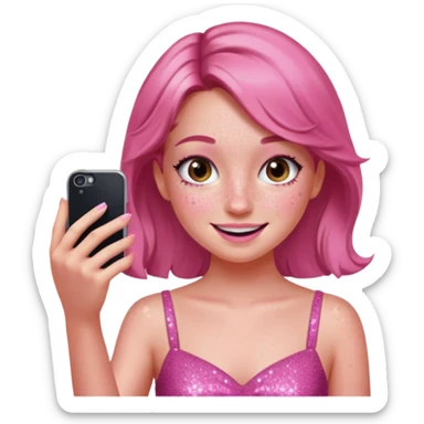 glitter pink girl naughty selfie sticker