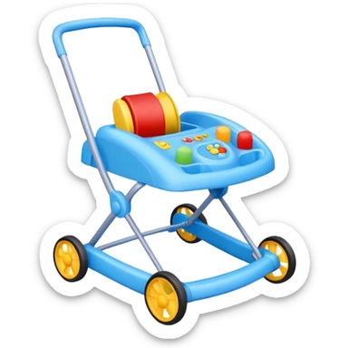 blue baby walker with toys on it sticker