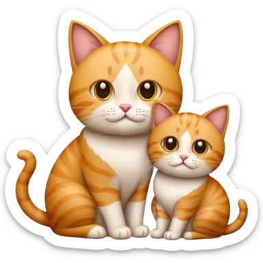 quero um emogi de dois gatos e uma criança sticker