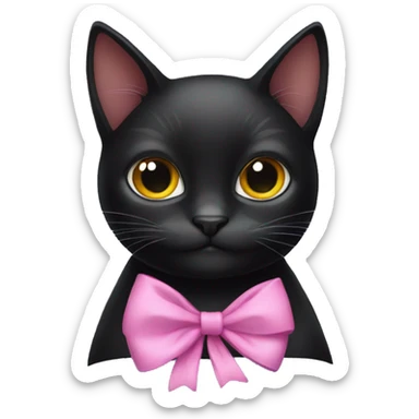 Black cat with bow sticker