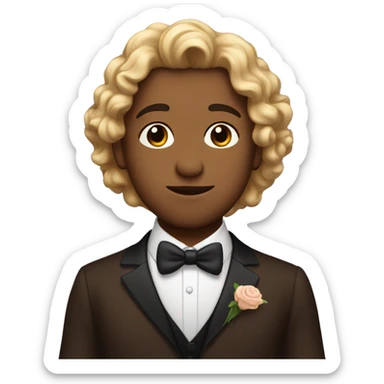 romantic kiss in formal attire man is brown with curly hair  sticker