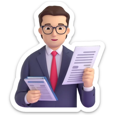 professional male accountant in suit reviewing documents sticker