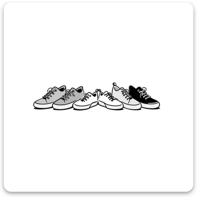 Canvas sneakers/casual shoes in pastel colors (dd9fb0, ffc6d3, a3bfc9, c4bee2, f1b091), hand-drawn doodle style sticker